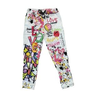 Women's LOVE  Pop Art Graffiti Hippie Style Streetwear Pants Sz M‎